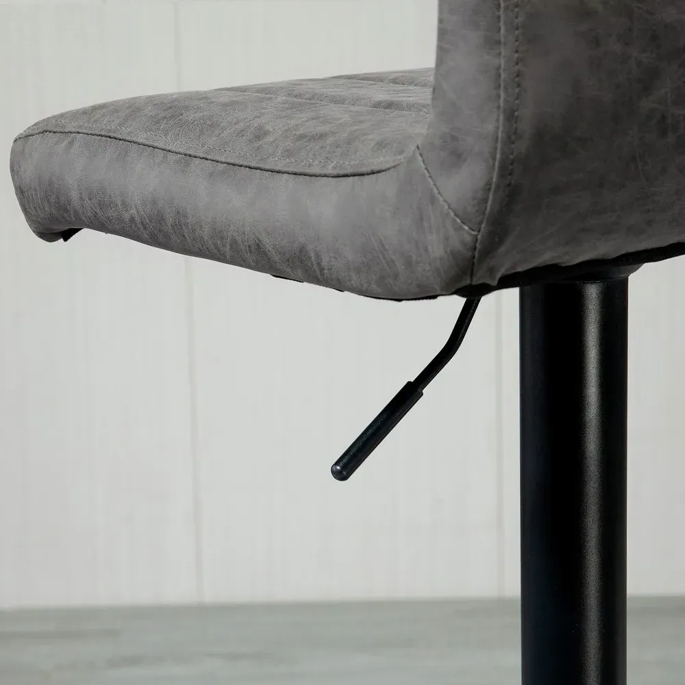 Height Adjustable Swivel Bar Stool Set of 2 - Dark Grey, PU Leather