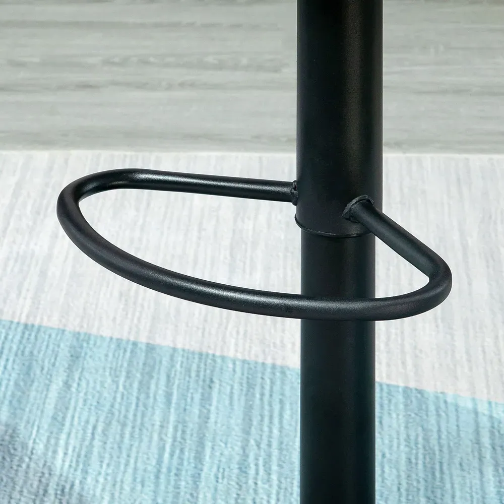 Height Adjustable Swivel Bar Stool Set of 2 - Dark Grey, PU Leather