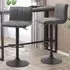 Height Adjustable Swivel Bar Stool Set of 2 - Dark Grey, PU Leather