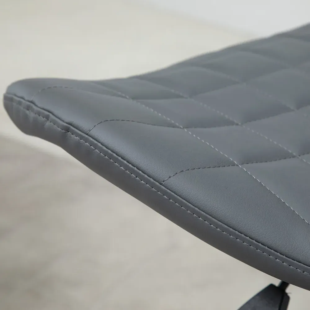 Height Adjustable Swivel Bar Stool Set of 2 - Grey, PU Leather