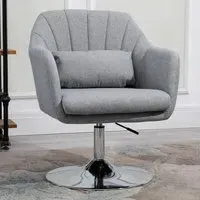 Height Adjustable Vanity Swivel Armchair - Grey, Linen