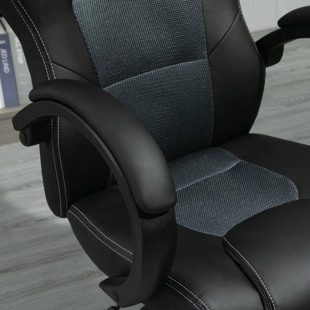 High Back Computer Desk Office Chair - Grey, Faux Leather