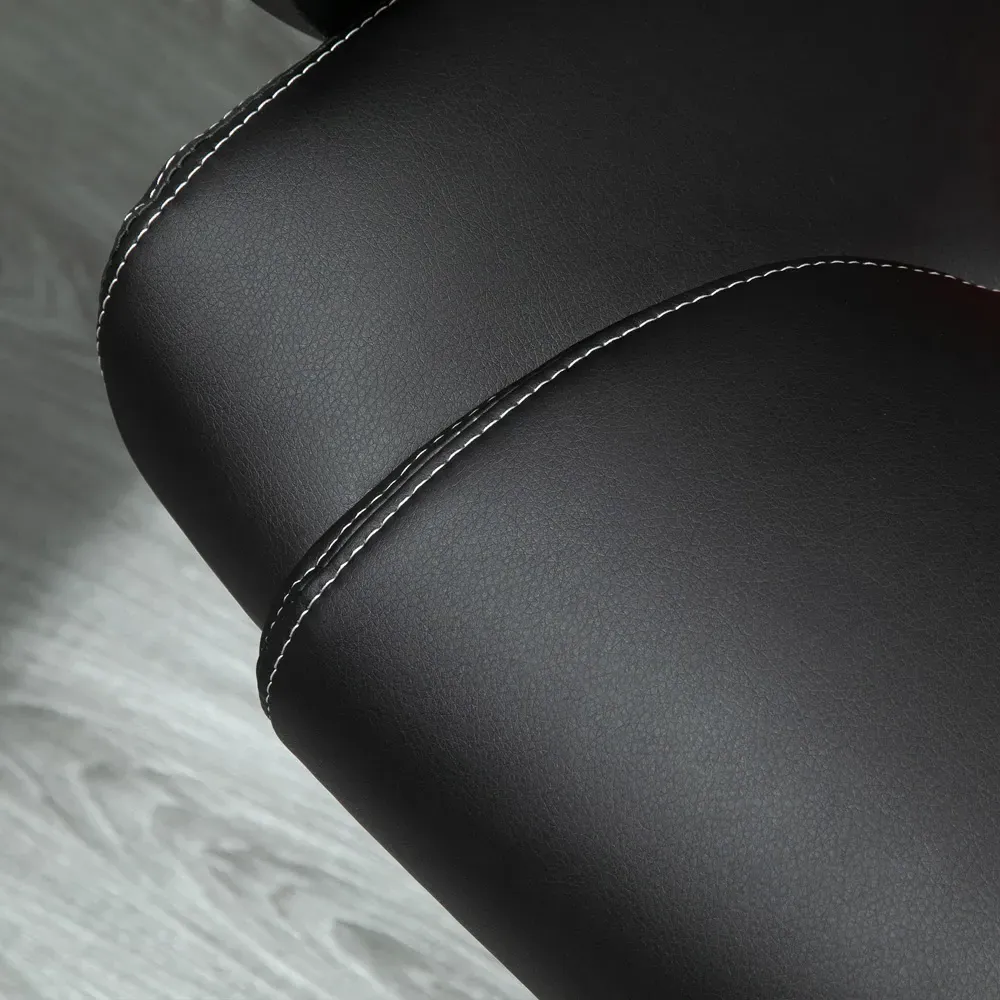 High Back Desk Chair with Headrest - Black Red, Faux Leather