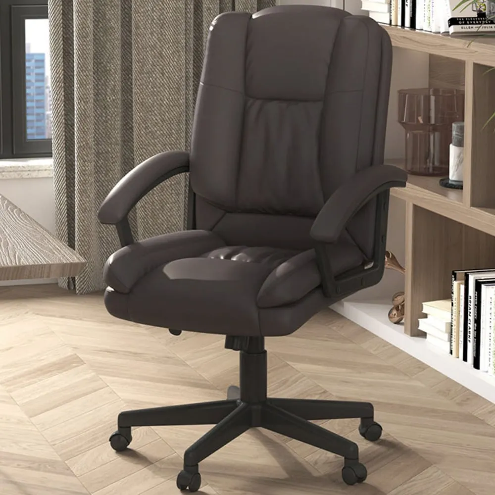 High Back Executive Office Chair - Brown, PU Leather
