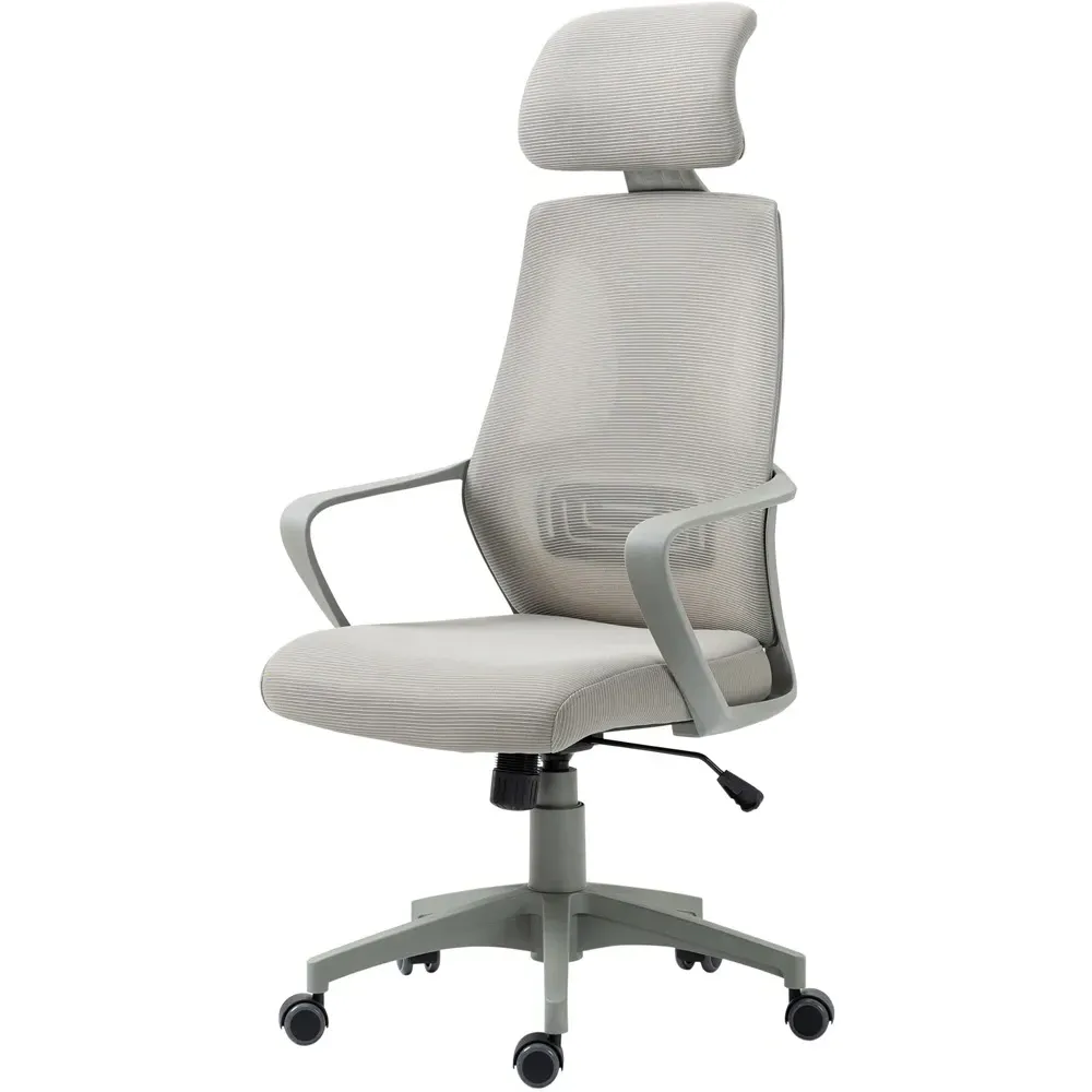 High Back Mesh Office Chair with Headrest - Grey