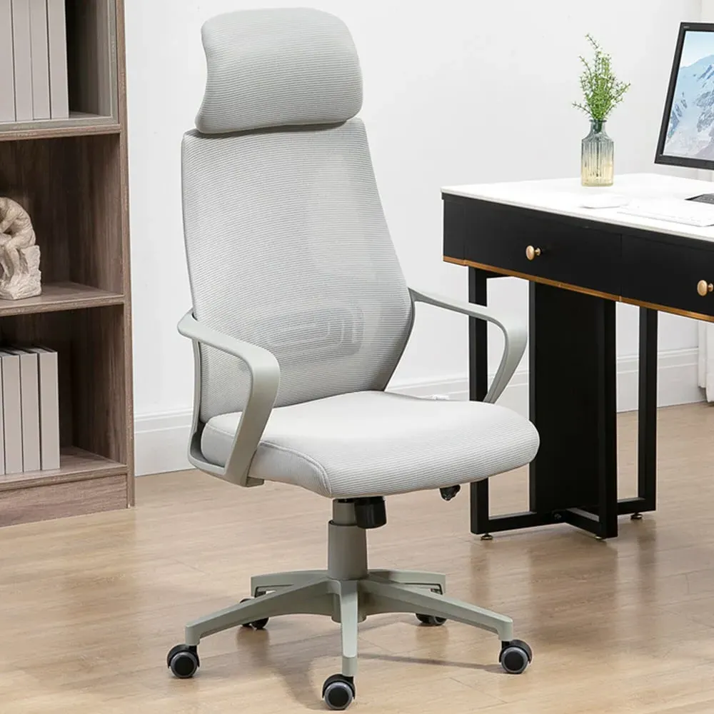 High Back Mesh Office Chair with Headrest - Grey