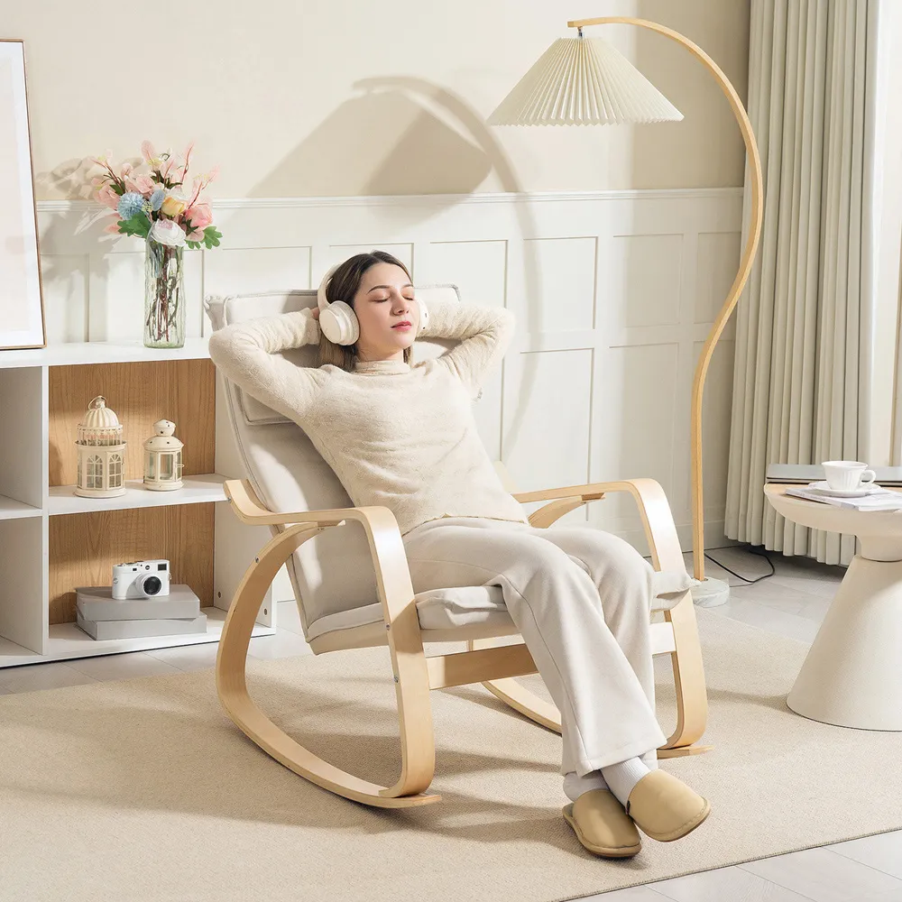 High Back Rocking Chair - Cream