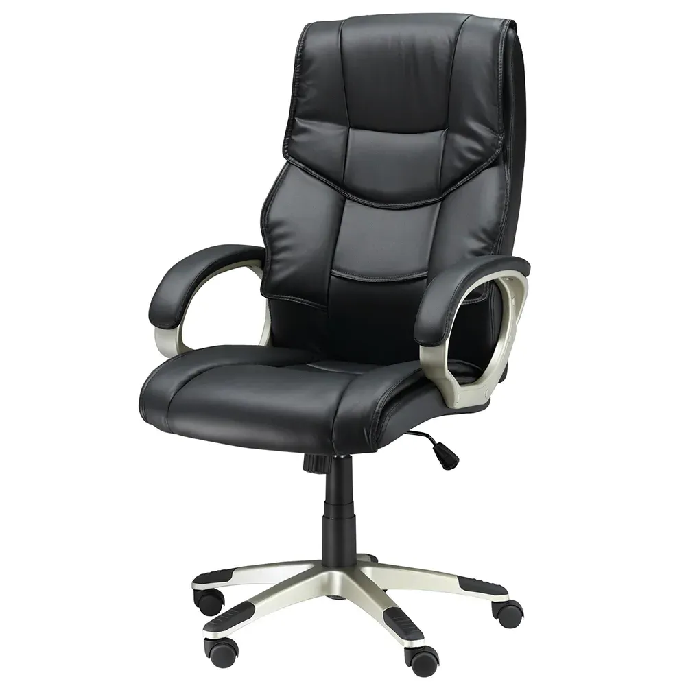 High Back Swivel Office Chair - Black, Faux Leather