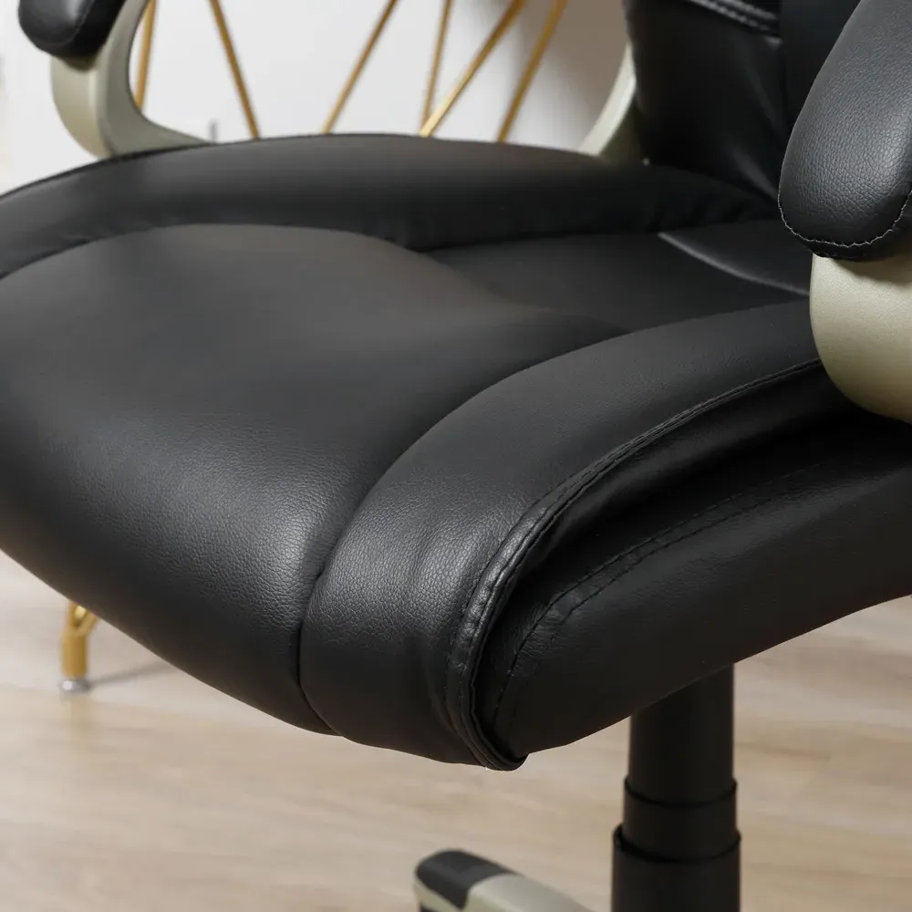 High Back Swivel Office Chair - Black, Faux Leather