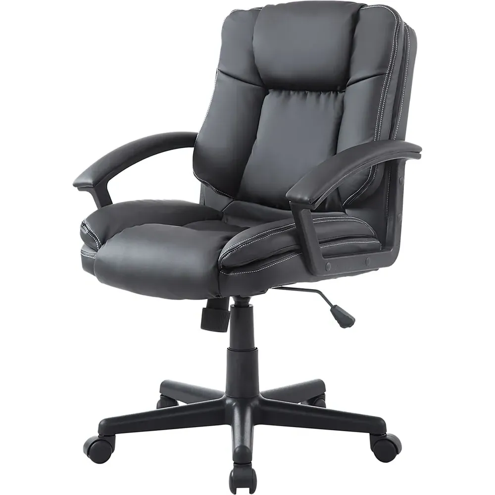 High Back Swivel Office Chair - Black, PU Leather