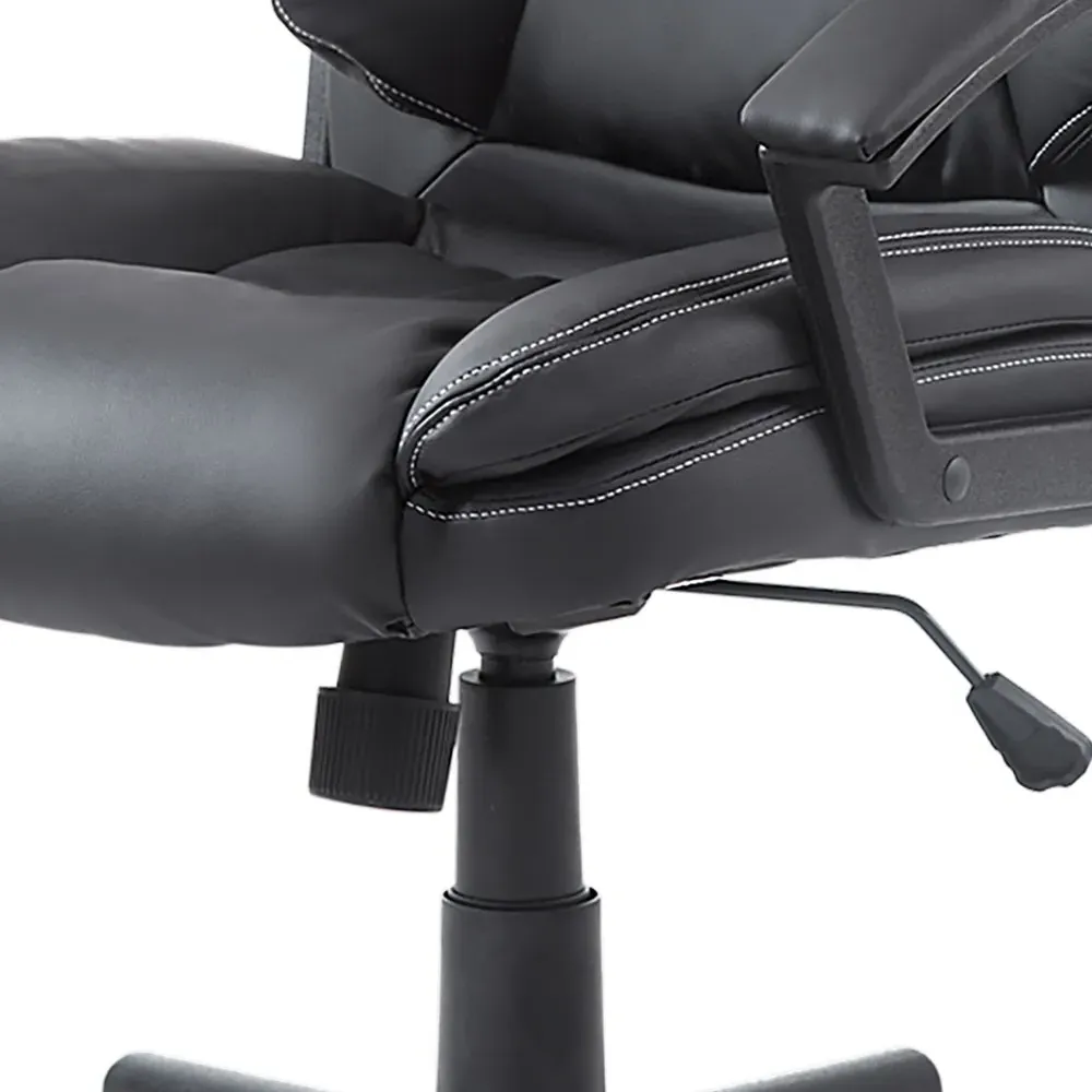 High Back Swivel Office Chair - Black, PU Leather