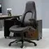 High Back Swivel Office Chair - Brown, PU Leather