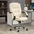 High Back Swivel Office Chair - Cream, PU Leather