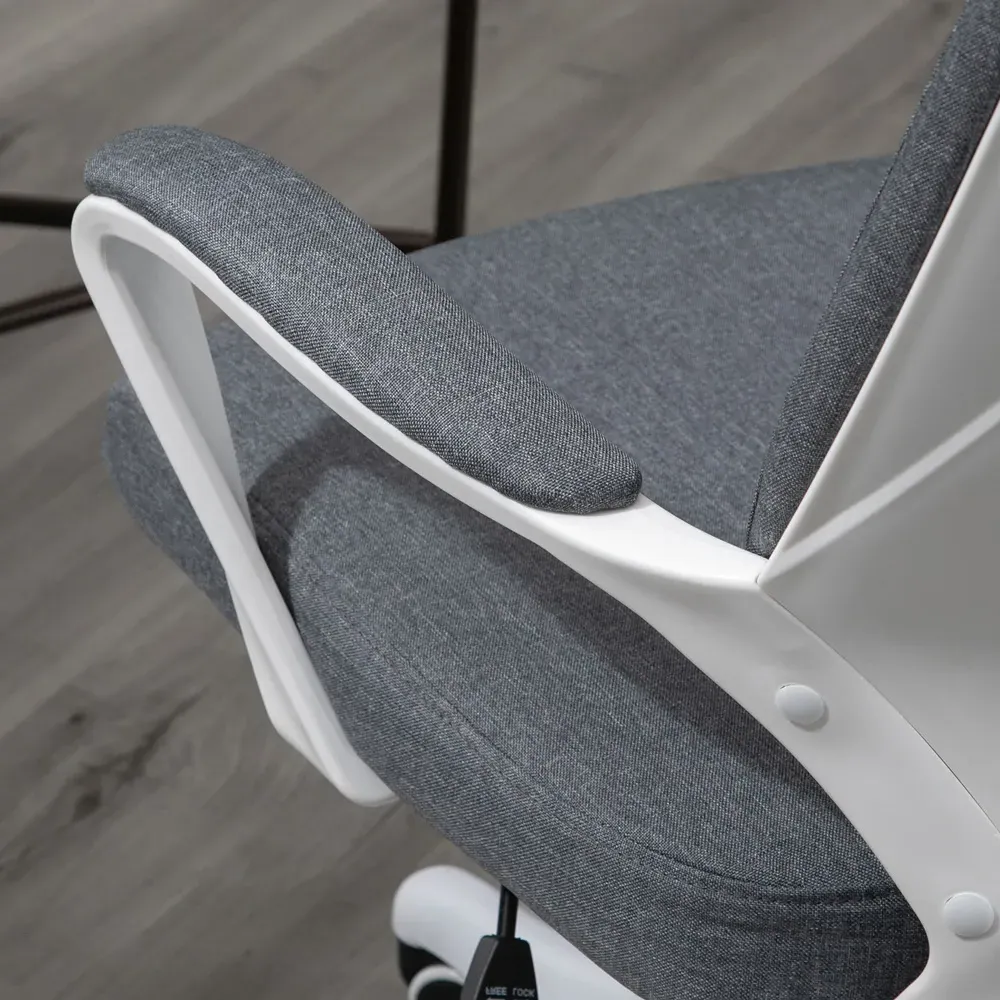 High Back Swivel Office Chair - Grey, Linen Feel Fabric