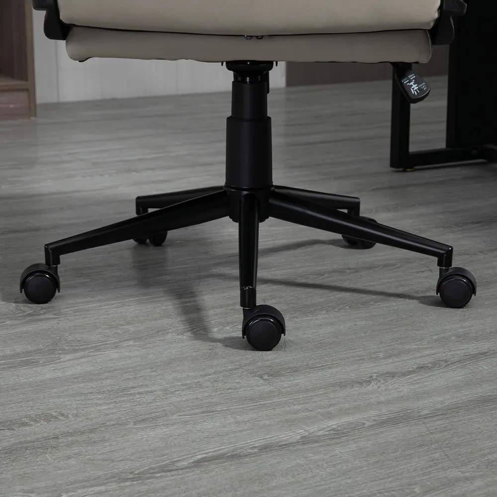 High Back Swivel Office Chair - Grey, PU Leather