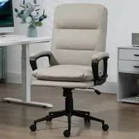 High Back Swivel Office Chair - Grey, PU Leather