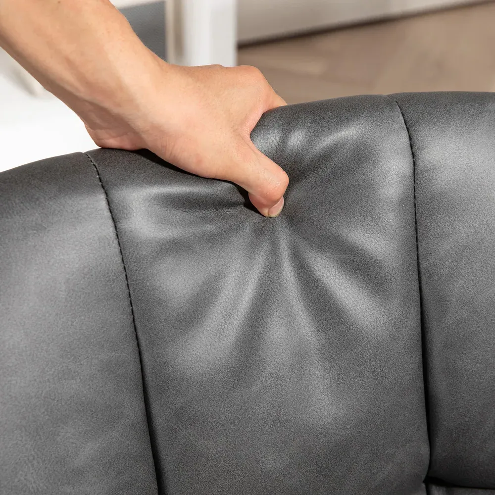 High Back Swivel Office Chair - Grey, PU Leather