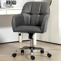 High Back Swivel Office Chair - Grey, PU Leather