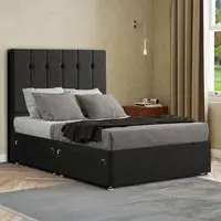 Highland Double Divan Bed with Storage - Black, Linen