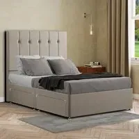 Highland Double Divan Bed with Storage - Cream, Linen