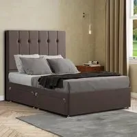 Highland Double Divan Bed with Storage - Grey, Linen