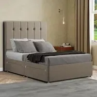 Highland Double Divan Bed with Storage - Mink, Linen