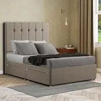 Highland Single Divan Bed with Storage - Cream, Linen
