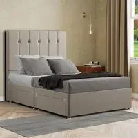 Highland Single Divan Bed with Storage - Cream, Linen
