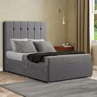 Highland Single Divan Bed with Storage - Grey, Linen