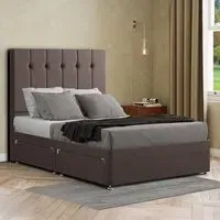 Highland Single Divan Bed with Storage - Grey, Linen