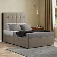 Highland Single Divan Bed with Storage - Mink, Linen