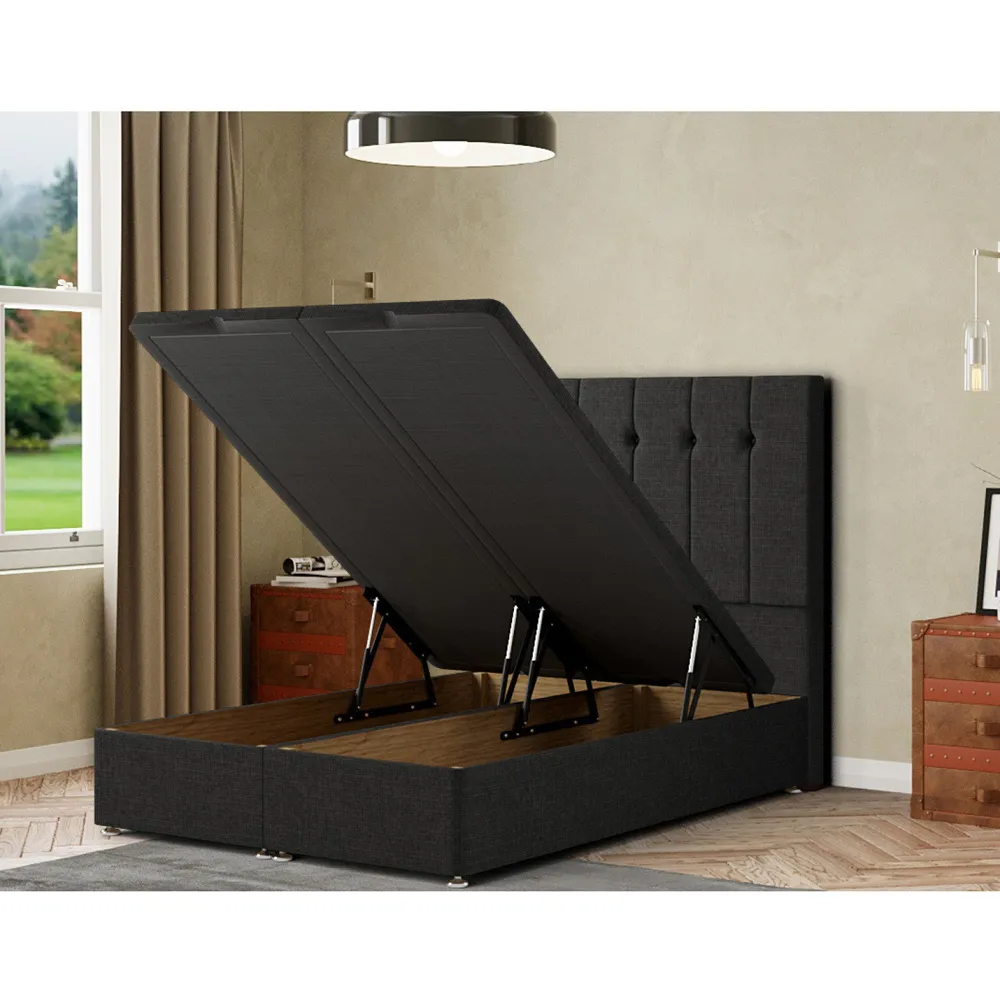 Highland Single Ottoman Bed with Storage - Black