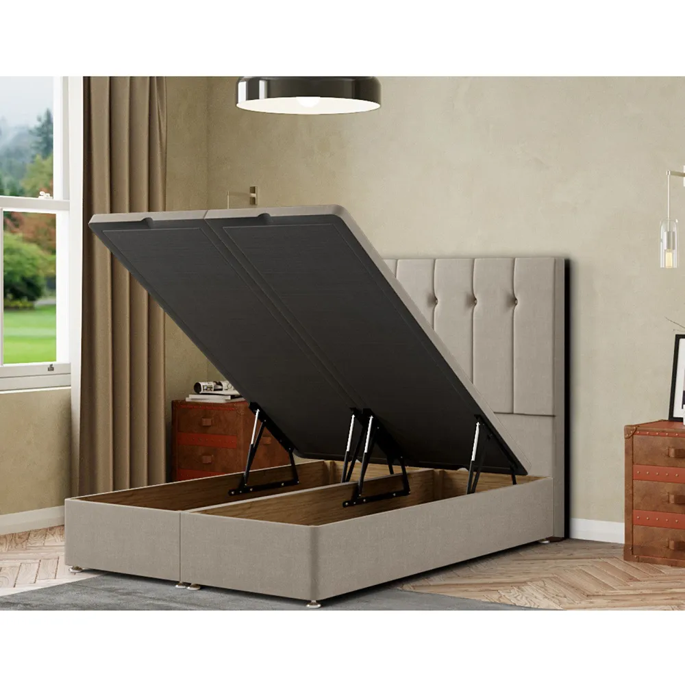 Highland Single Ottoman Bed with Storage - Cream