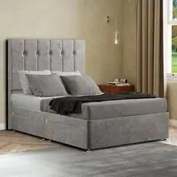 Highland Small Double Divan Bed with Storage - Silver, Plush
