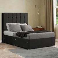 Highland Super King Divan Bed with Storage - Black, Linen