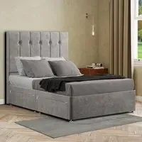 Highland Super King Divan Bed with Storage - Silver, Plush