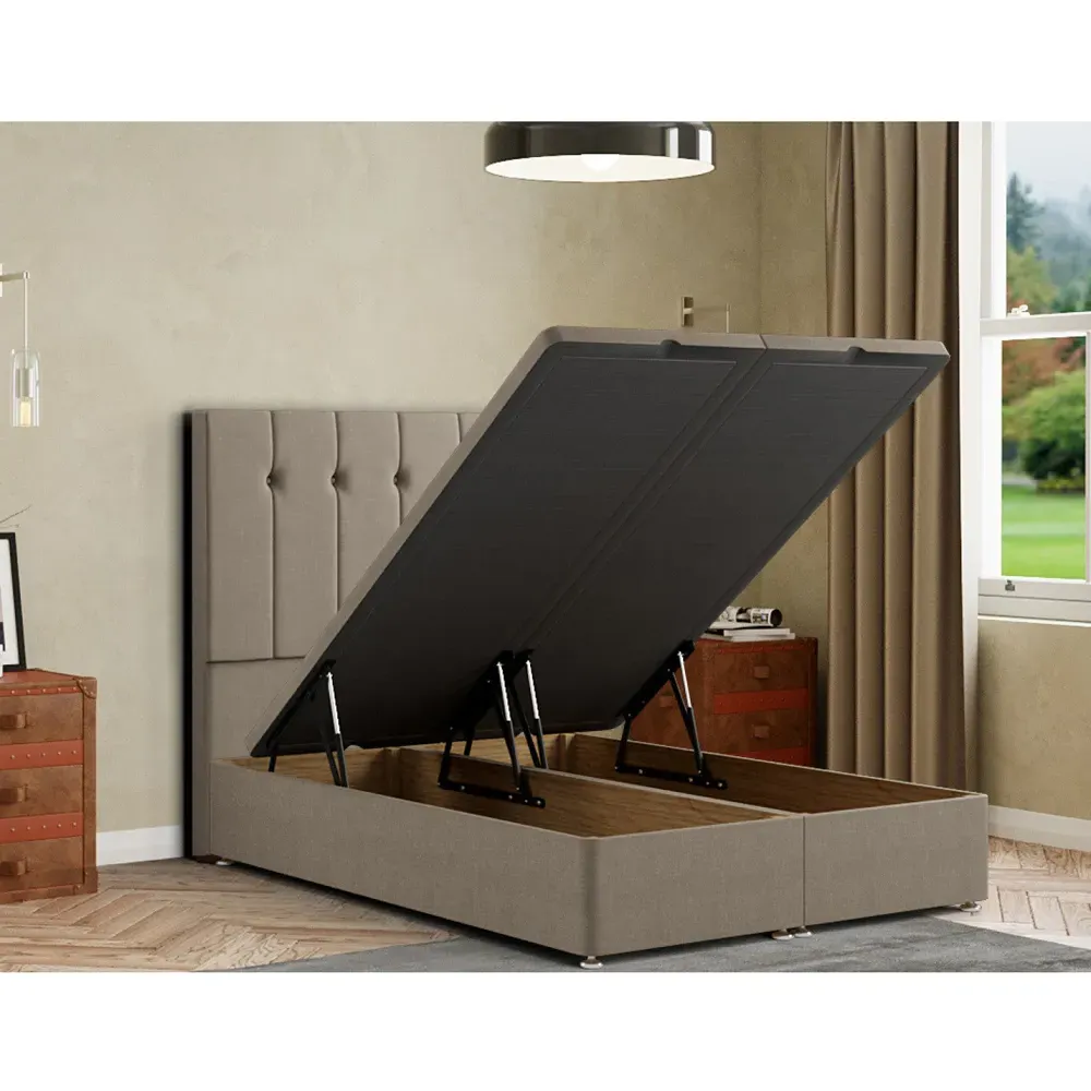 Highland Super King Ottoman Bed with Storage - Cream