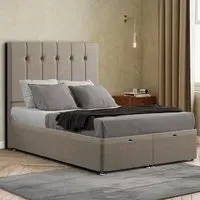 Highland Super King Ottoman Bed with Storage - Cream, Linen