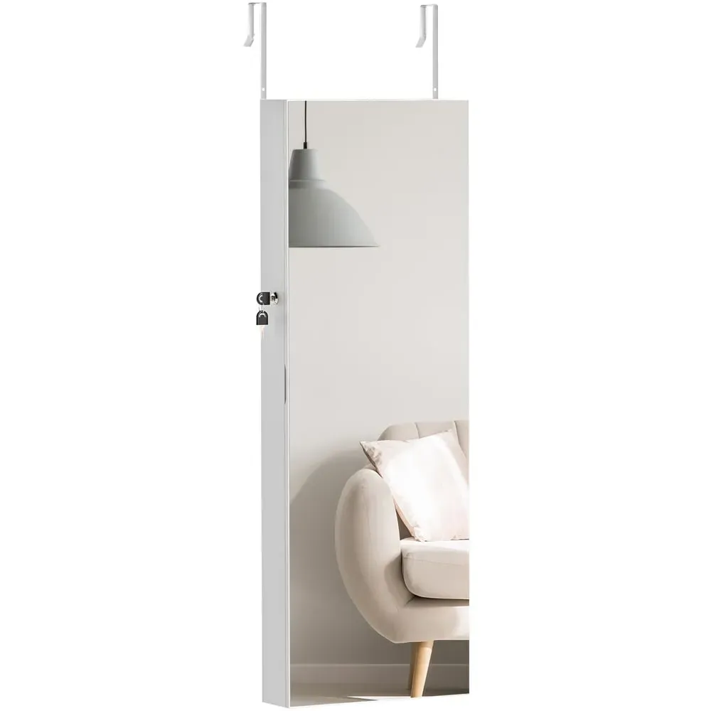 HOMCOM Door Hanging Jewellery Cabinet Mirror - White