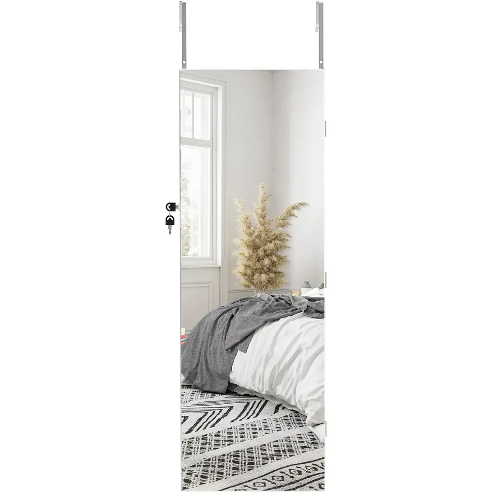 HOMCOM Door Hanging Jewellery Cabinet Mirror - White image