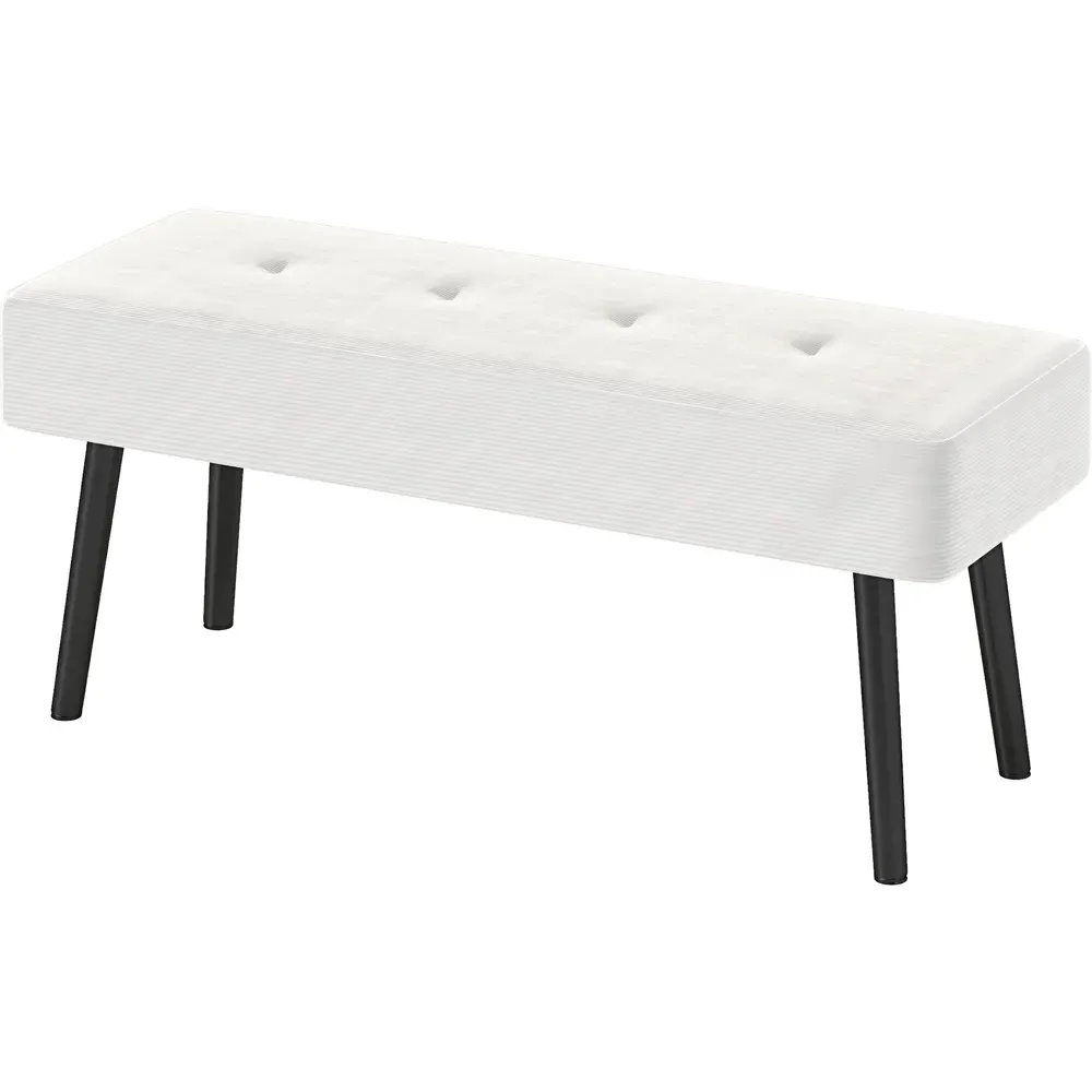 HOMCOM End of Bed Bench with Thick Padding - Cream, Corduroy