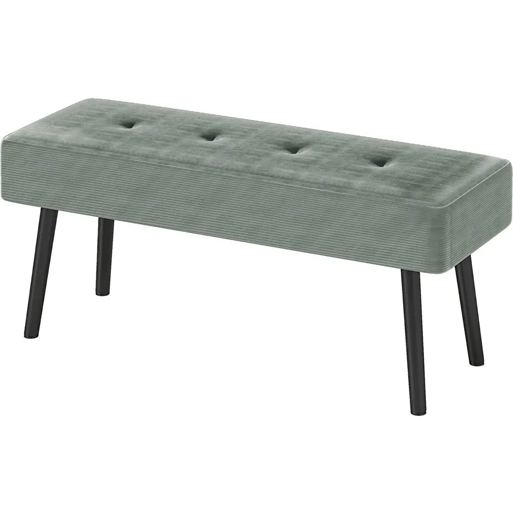 HOMCOM End of Bed Bench with Thick Padding - Green, Corduroy
