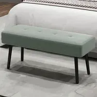 HOMCOM End of Bed Bench with Thick Padding - Green, Corduroy