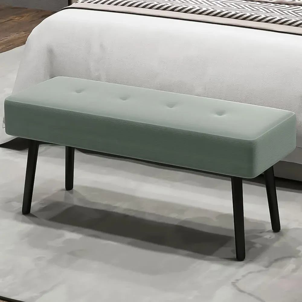 HOMCOM End of Bed Bench with Thick Padding - Green, Corduroy