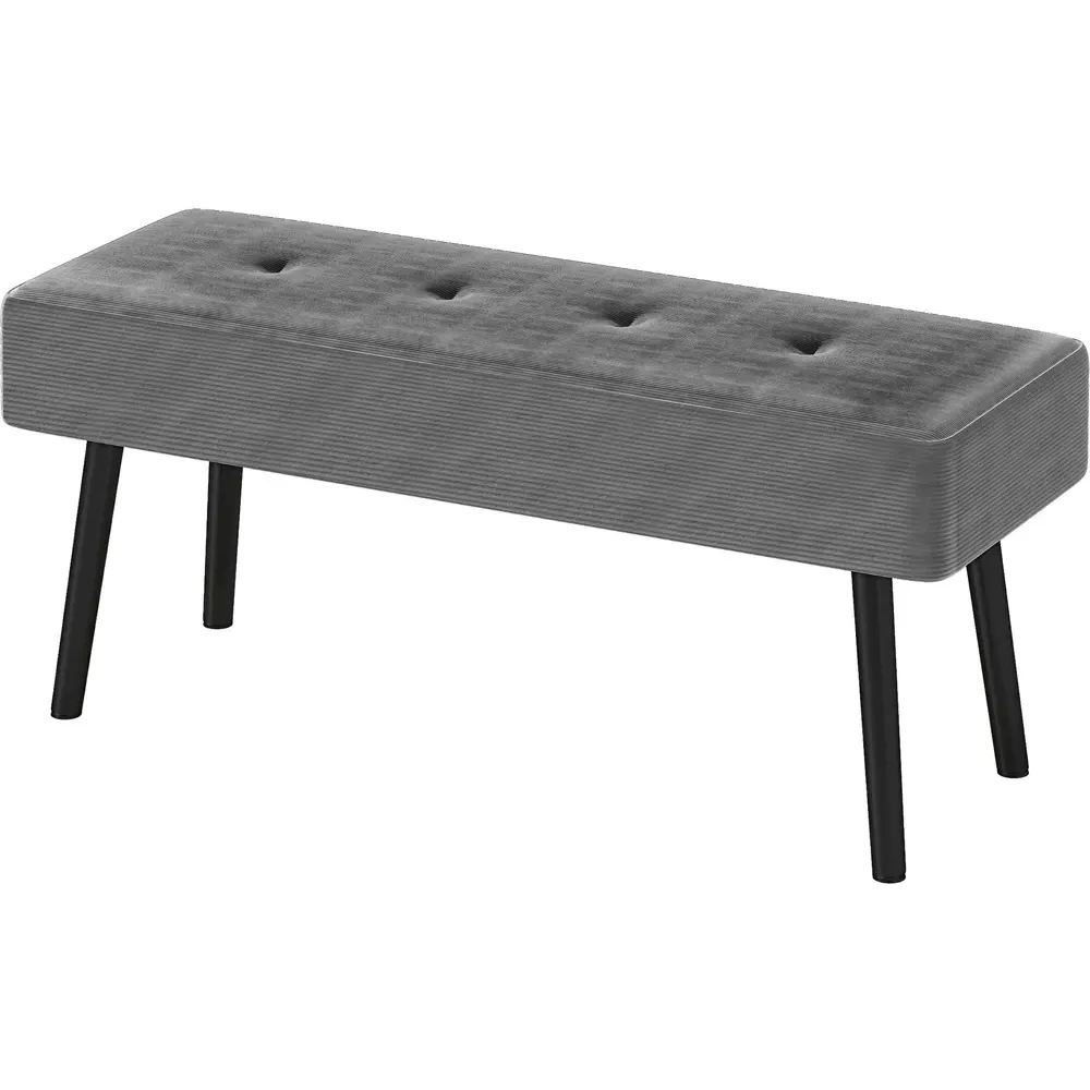 HOMCOM End of Bed Bench with Thick Padding - Grey, Corduroy