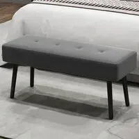 HOMCOM End of Bed Bench with Thick Padding - Grey, Corduroy