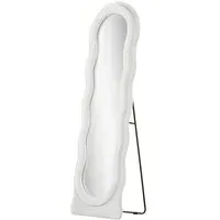 HOMCOM Wavy Full Length Mirror - White, Velvet