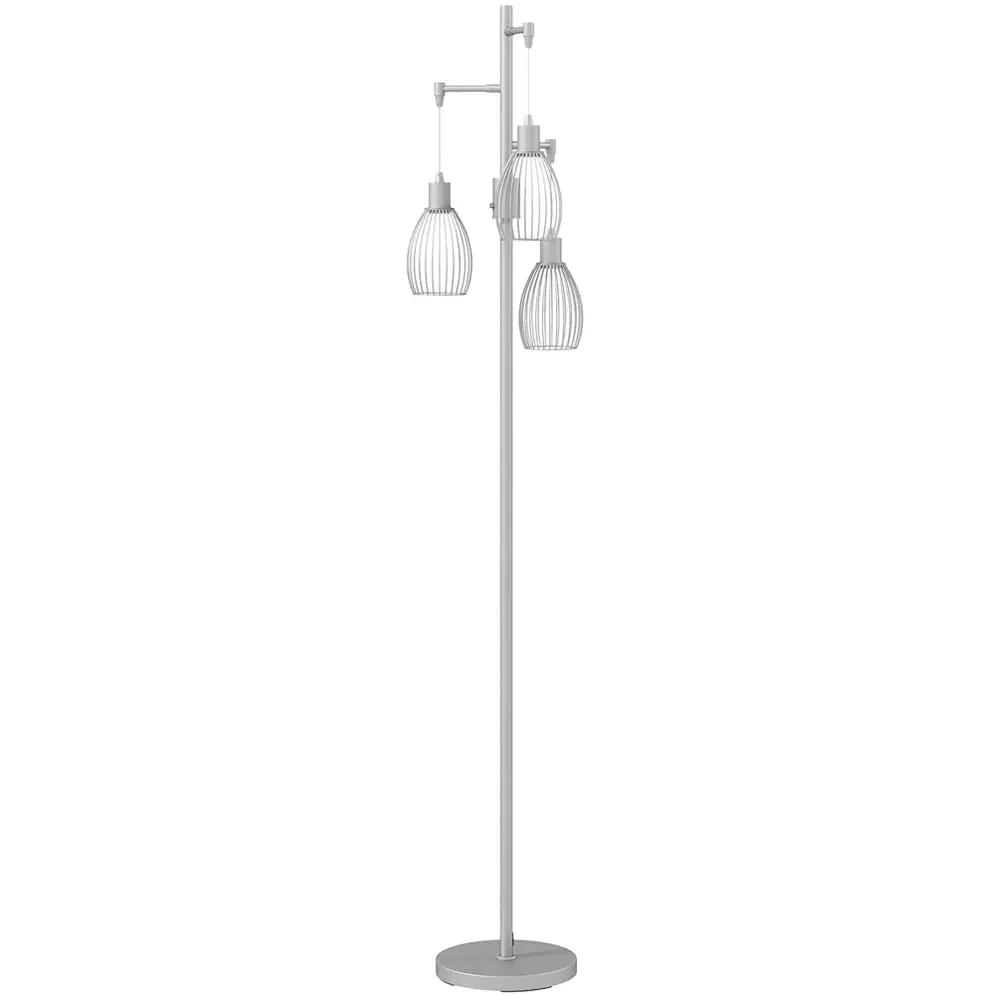 Industrial 3 Light Dimmable Floor Lamp - Silver, Steel image