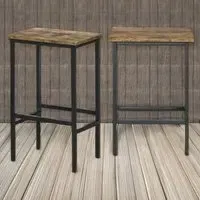 Industrial Bar Stool Set of 2 - Brown