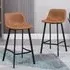 Industrial Bar Stool Set of 2 - Brown, Faux Leather